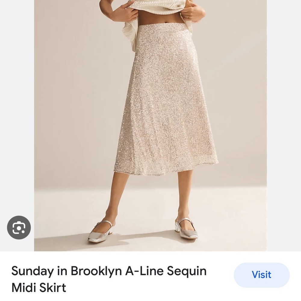 Champagne Sequin A-Line Midi Skirt for Cocktail Nights
